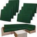 Newwiee 8 Pcs Stretch Patio Outdoor Cushion Covers Replacement for 4 Backrests and 4 Patio Cushions Covers, Waterproof Couch Sofa Slipcover Furniture Protector, Thin Fabric Breathable(Dark Green)