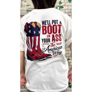 We'll Put A Boot In Your Ass Western Cowgirl 4th Of July T-Shirt pack of 2 XXL
