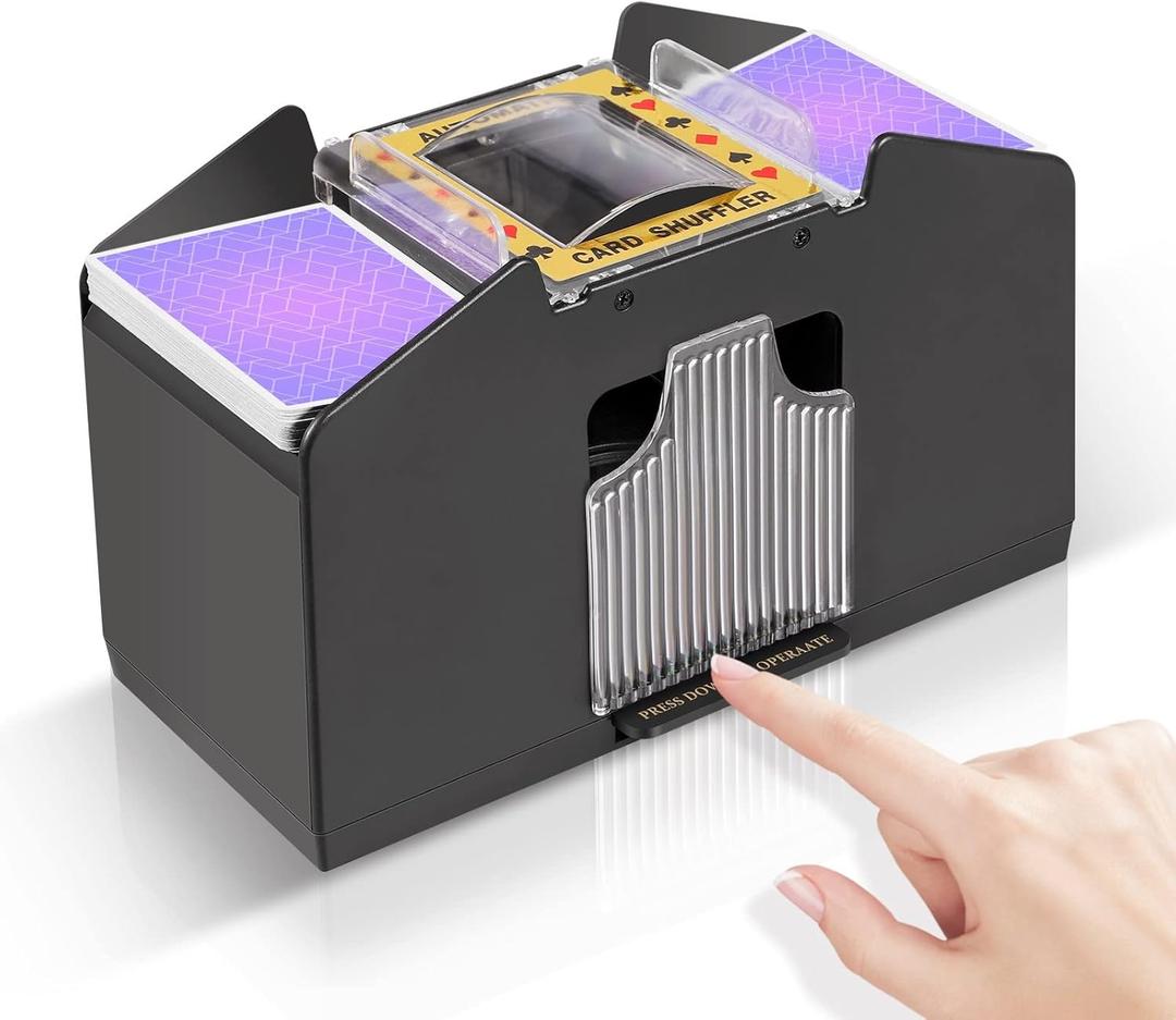 FEIERYA Automatic Card Shuffler 2/1/4/6 Deck,Battery-Operated Electric UNO Poker Shuffler,Playing Card Shuffler for Home Card Game,Travel
