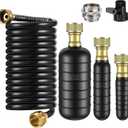 3 Pcs Drain Bladder Kit, Drain Cleaning Bladder Fits 1" to 6" Pipes, with 10 ft Retractable Hose, Shut-Off Valve & Brass Faucet Adapter Fits Most Faucets For Sinks, Showers, Pools & Drains (Black)