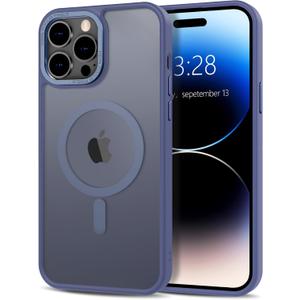 Anuck Case for iPhone 14 Pro Max Case Magnetic Phone Case Compatible with MagSafe, Soft TPU Bumper Hard Translucent Matte Back Slim Fit Shockproof Protective Cover for Men Women Girls - Blue