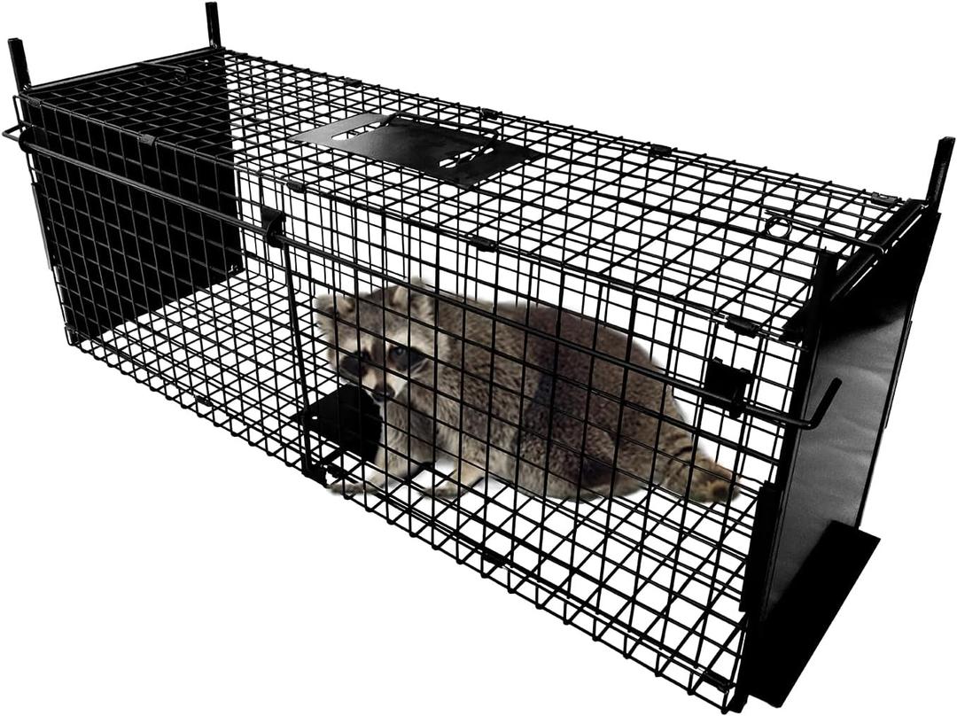 Thealyn Animal Cage Trap 32 X 13 X 10 inch Double Door Animal Cage Trap Metal Trap Cage Humane Live Animal Trap for Rabbits, Stray Cat, Squirrel, Raccoon, Mole, Gopher, Opossum