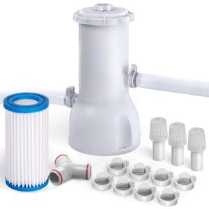 1000 Gallons Pool Filter Pump Above Ground, Swimming Pool Filter Cartridge Pump, Electric Pool Filters Pumps for Pools Sand Cleaning Tool Set, 1000 GPH Pools Pumps Above Ground