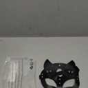 Cat Woman Eye Cover for Adults Women, Black Faux Leather Cat Ear Headpiece with Adjustable Strap, Halloween Cosplay Masquerade Costume Accessory for Party and Roleplay Outfits