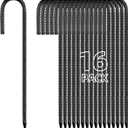 Besitu 12 Inch Rebar Stakes J Hook Ground Stakes 16-Pack Heavy Duty Galvanized Chain Link Fence Stakes Metal Tent Stakes for Outdoor Lawn Decorations Inflatables Canopy Swing Set