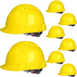 Leumoi 8 Pieces 4 Pt. Suspension Hard Hat Bulk Safety Helmets Adjustable Ratchet Hard Hats with Vents and Cotton Brow Pad ABS Construction Hardhats for Men Work Head Protection Supplies