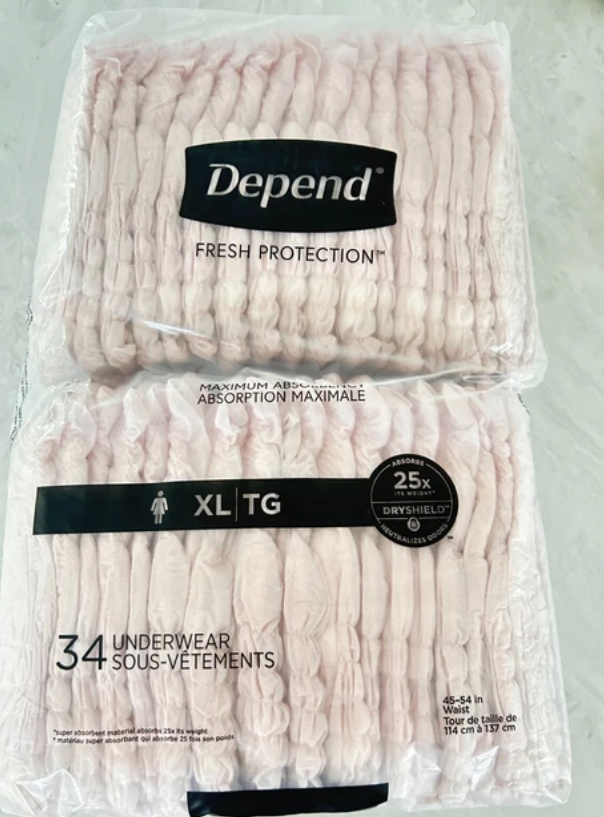 DEPEND,underwear  34, 2 packs SIZE XL
