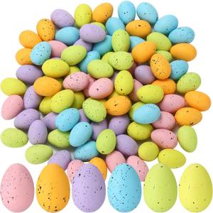 72 Pcs Easter Speckled Eggs 1.2 inches Plastic Speckled Eggs Bowl and Vase Filler Faux Chicken Eggs for Crafts DIY Easter Party Decorations