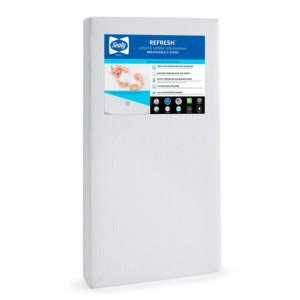 Sealy Refresh Breathable 2-Stage Dual Firm Crib Mattress, Toddler Mattress, Removable Washable Cover, GREENGUARD Certified Baby Mattress for Crib, Gray/White