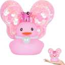 Pink Rubber Duck Car Decor with Crown, Pearl Necklace, Wings & Tape,Cute Car Accessories,Cute Car Dashboard Accessory for Car Interior DecorationPink Things