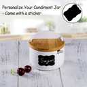 Ceramic Sugar Bowl with Bamboo Lids and Spoons Serving Tray, Porcelain Sugar Container for Sugar Tea Coffee Spice,Salt Condiment with Chalkboard Labels for Home Kitchen ,9.1 fl oz 270 ML,3PCS