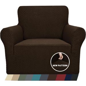 ZNSAYOTX 1 Piece Jacquard Chair Slipcovers for Living Room High Stretch Chair Covers with Arms Anti Slip Pets Friendly Couch Sofa Armchair Cover Furniture Protector (Chair, Dark Coffee) (Small (31"-46"))