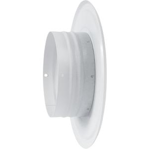 Metal 4 inch Wall Mount Flange, White, Exhaust/Inlet Connector for Flexible or Straight Pipe. Steel Duct Connector Size 4.25