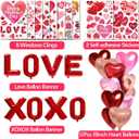 WOHOHOHO 181Pcs Valentines Day Window Clings Decorations, 10 Sheets Valentine's Day Window Stickers, LOVE & XOXO Banner, 12Pcs Heart-Shaped Balloons. Happy Valentine's Romantic Gifts for Home Office