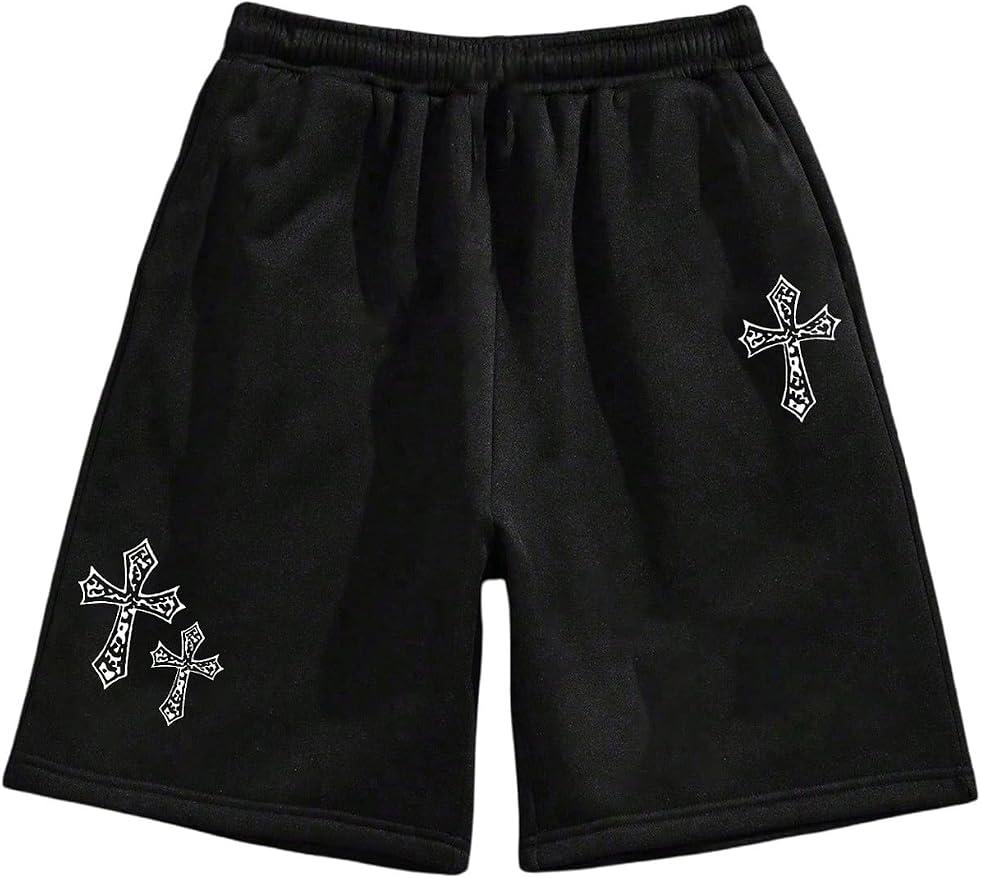 WDIRARA Boy's 2 in 1 Shorts Cross Graphic Workout Basketball Shorts with Compression Liner, Size 14Y
