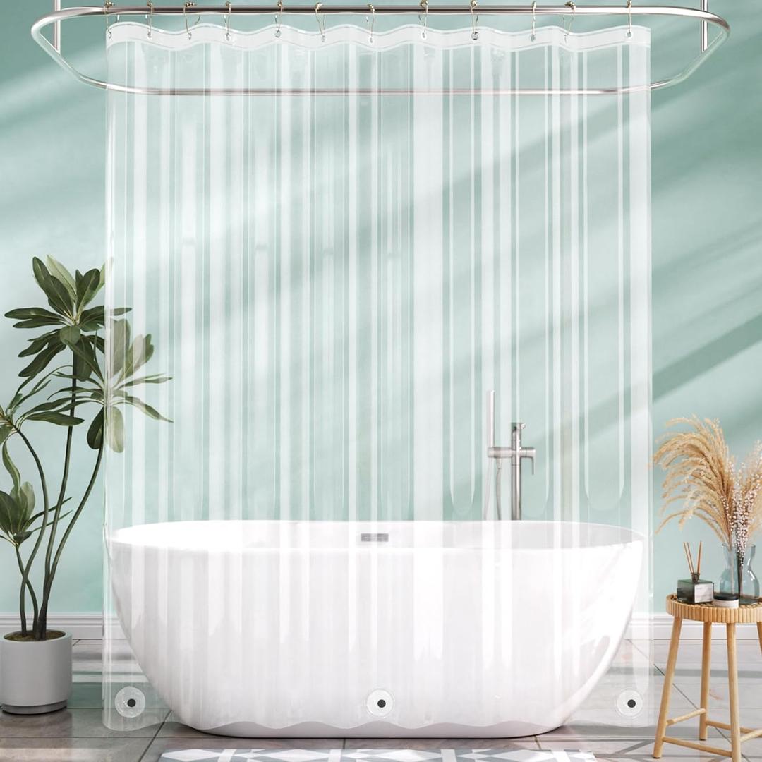 AmazerBath Long Shower Curtain Liner with 3 Magnets, 72x80 Clear Shower Curtain Liner Tall, Waterproof Plastic Shower Liner, Lightweight PEVA Shower Curtain with 12 Rustproof Metal Grommets
