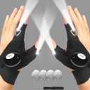 LED Flashlight Gloves, Valentines Day Gifts for Him Men Boyfriend Husband, Mens Gifts for Fathers Day Christmas Birthday, Cool Gadget Waterproof Hands-Free Finger Lights for Camping Fishing Repairing (Black)