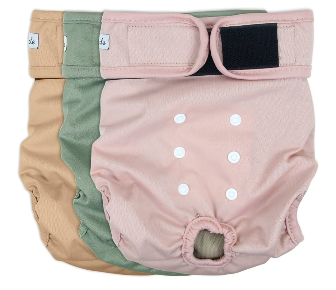 Washable Female Dog Diapers - Premium Reusable Diapers for Doggie in Heat - Highly Absorbent Dog Diapers Female for Pet Incontinence with Adjustable Snaps (Pink, XL)