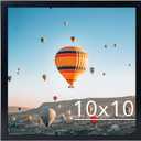 10x10 Picture Frame Black for Wall Hanging, Wall Mounting Horizontally or Vertically, 10 x 10 Square Wall Gallery Poster Photo Frame with Durable Shatter Resistant Plexiglass, Black