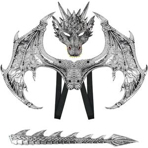Himine Dragon Wings Props Cosplay Wing With Tail Mask (Silver)