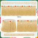 16PCS Luau Table Skirt Decor, Gold Hawaiian Themed Grass Table Skirt Party Decorations, 108 X 29.5" Flower Tropical Hula Dance Parties Supplies, Table Skirt Bulk for Summer Beach Themed Activities