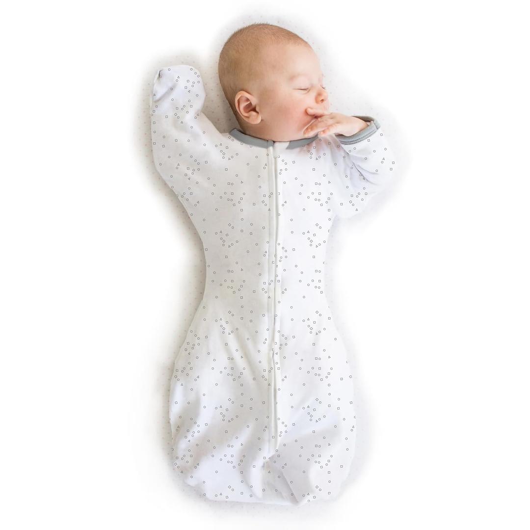 Amazing Baby Transitional Swaddle Sack, Arms Up Half-Length Sleeves & Mitten Cuffs, Swaddle for Newborn Transition to Baby Sleep Sack Wearable Blanket, Small, 0-3 month, 6-14 lb, Sterling Confetti (Small (6-14 Pound))
