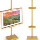 Tabletop Easel Stand, Adjustable Picture Frame Stand for Display Up to 25 H, Gold Metal Picture Frame Holder, Suitable for Displaying Photos, Artwork, and Canvases (Gold)