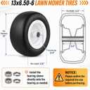 2Pcs 13x6.50-6 Lawn Mower Tires Flat Free for Zero Turn Mowers