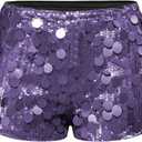 SOLY HUX Women's Sparkly Sequin Micro Shorts Y2k Low Rise Mini Booty Shorts Rave Clubwear (Pure Purple, XS)