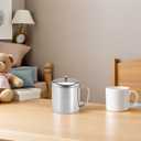 Amosfun Stainless Steel Water Cup with Lid and Handle 4.33X3.14 Inch Metal Milk Mug for Coffee Tea Home Office Travel (0 Ounces, Silver)