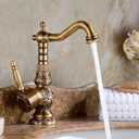 Rose Gold Vintage Antique Kitchen Faucet Brass Hot and Cold Rotating Bathroom Sink Tap Carved Basin Mixer Tap Brushed Brass Kitchen Sink Mixer Taps