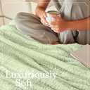 The Connecticut Home Co Throw Blanket for Couch, Soft Fluffy Room Decor, Cozy Warm Throws for Bed, Couches, Gifts for Women, Bedroom Cute Aesthetic Blankets Faux Fur and Sherpa, 65x50, Sage