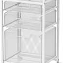 Rolling File Cart with 3 Storage Drawers, Under Desk Filing Cabinet with DIY Divider, Hanging File Folder Organizer on Wheels, Fits A4/Letter Size, Metal Utility Cart for Home Office, White