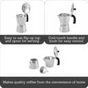 Imusa 6 Cup Stovetop Espresso Maker with Heart Shaped Knob, Silver