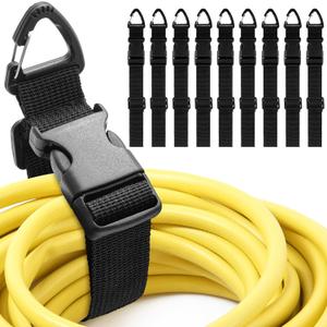9 Pack 17 Inch Adjustable Extension Cord Holder Organizer with Triangle Clips Heavy Duty Storage Straps Extension Cord Hanger for Men Workshop and Garage Organization and Storage (Black)