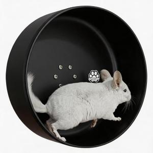 15" Silent Chinchilla Running Wheel, Aluminum Alloy Noiseless Exercise Wheel, Small Animal Running Wheel, Ultra Smooth Bearing, Large Comfort Wheel for Chinchilla, Hamster, Hedgehog & Small Pets,Black