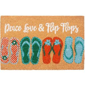 Storm Stopper Doormat Peace, Love, & Flip Flops All Weather Heavy Duty Mat 100% Natural Coir Face Non-Slip Outdoor Home Dcor Absorbent, Fade Resistant & Pet Friendly 18 x 28