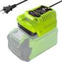 TPDL Mini Charger for Greenworks 40V Battery, 1/2 Size of Original, Compatible with G-MAX 40V Battery 29462, 29472 and for Greenworks Other 40V Battery