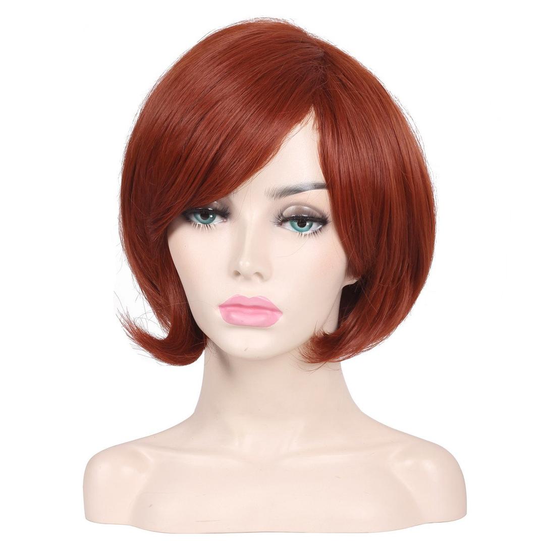 Color Ground Short Reddish Brown Prestyled Cosplay Wig for Women