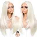 BrownBomb Blonde Wear and Go Glueless Wigs Pre Plucked Pre Cut for Beginners 613 Synthetic Lace Front Wigs With Bangs Long Straight layered Wigs HD Lace 26 Inch 3 Seconds to Wear for Beginners