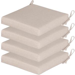 COZYVIDA Outdoor Chair Cushions Set of 4, 20"x20" Square Seat Pads with Tie Straps and YKK Zippers, 30D High-Density Foam, Water-Resistant Fabric,UV-Resistant 1000+ Hrs,Putty
