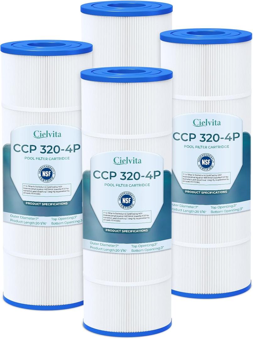 Cielvita CCP320 Pool Filter Cartridge Replacement for Pentair Clean & Clear Plus 320, 160340, 4 oz Media Replaces Pleatco PCC80-PAK4, Pentair R173573, 178580, FC-1976, 817-0081, 320 sq.ft, 4-Pack