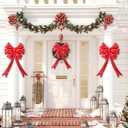 2 x Large Christmas Bows Balloons, 4Pack Red Foil Balloon Decorations for Christmas Tree Topper, Wreath, Front Door, Outdoor & Indoor Party Decor