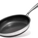 KITEXPERT Non Stick Frying Pans without Lid, 8" Titanium Ceramic Pan Nonstick Stainless Steel Skillet, PFAS PFOA & PTFE Free, Quick-Cool Handle, Dishwasher & Oven Safe, Compatible with All Cooktops (Black)