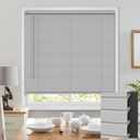 100% Privacy Cordless Mini Blinds for Indoor Windows 1" Vinyl L-Shaped Blades Horizontal Blinds & Shades, Pull Down Small Window Blinds for Home Kitchen, for Window 44" W  48" H Grey