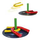 Horseshoe Throwing Game, Indoor and Outdoor, 2 Posts with Rubber Plate, 2 Garden Stakes, 4 Rubber Horseshoes, with Mesh Bag