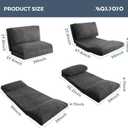 MAXYOYO Folding Sofa Bed, Extra Thick and Long Floor Sofa Convertible Sleeper Chair with Washable Cover, Floor Couch Lounge Bean Bag Bed for Living Room, Dark Grey, 39x95 Inch