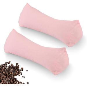 2PCS Buckwheat Neck & Cervical Pillows, Buckwheat Hulls Adjustable Roll Pillow, with Inner Liner Cervical Bolsters, Office Waist Support & Lunch Break for Pain Relief for Sleeping