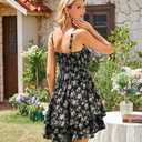 Scarlet Darkness Smocked Floral Sundresses for Women Teens 2026 Summer Flowy Ruffle Mini Dress (Black, L)