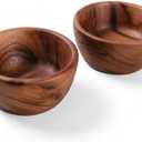Acacia Wooden Salad Bowls (Set of 2): 6" x 3" Individual Wood Serving Bowls for Fruits, Cereal, Salads or Snacks - Handmade from a Single Organic Piece of Acacia Wood, Food Safe